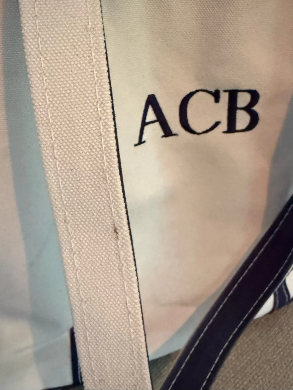 L.L. Bean Large Navy Canvas Tote with Monogram - Picture 4 of 10